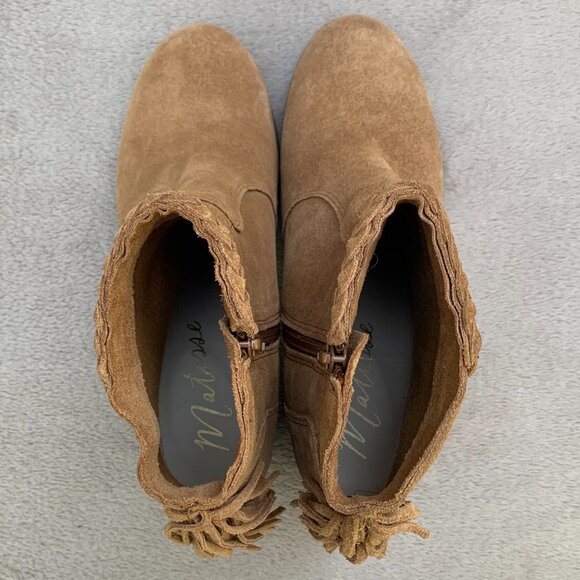 Matisse Lucinda Suede Fringe Block Heel Ankle Booties Sz8 - Picture 13 of 15